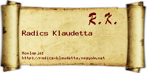 Radics Klaudetta névjegykártya